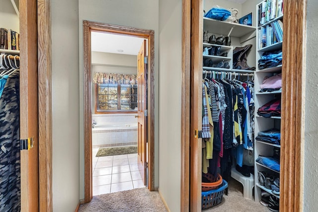 spacious closet with carpet flooring