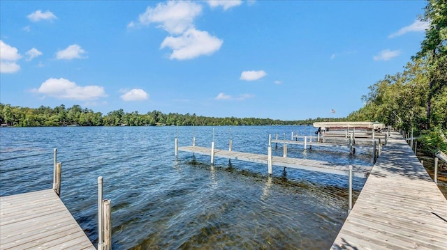 view of dock featuring a water view