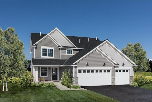 craftsman-style home with a front lawn