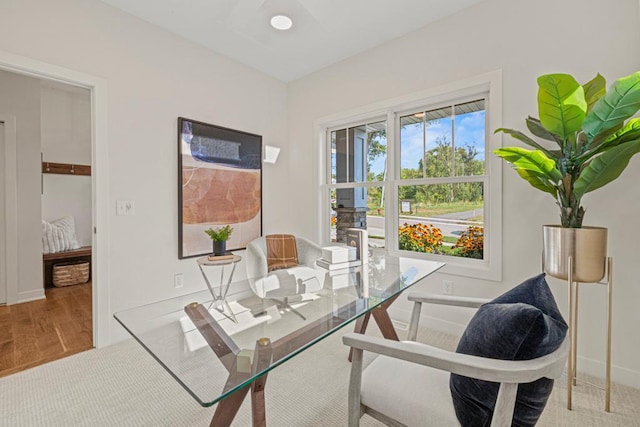 office space featuring hardwood / wood-style flooring