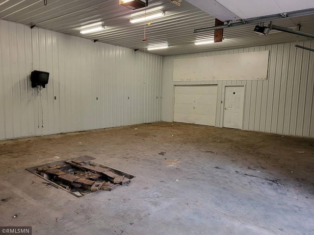 garage with a garage door opener