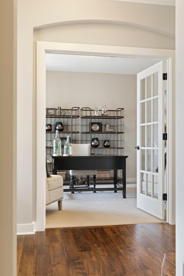 interior space with hardwood / wood-style floors