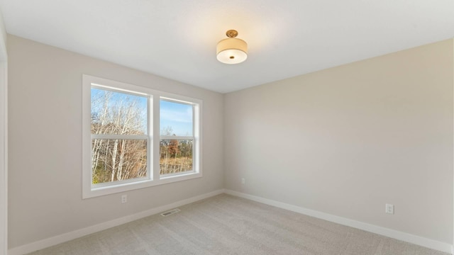 spare room featuring light carpet