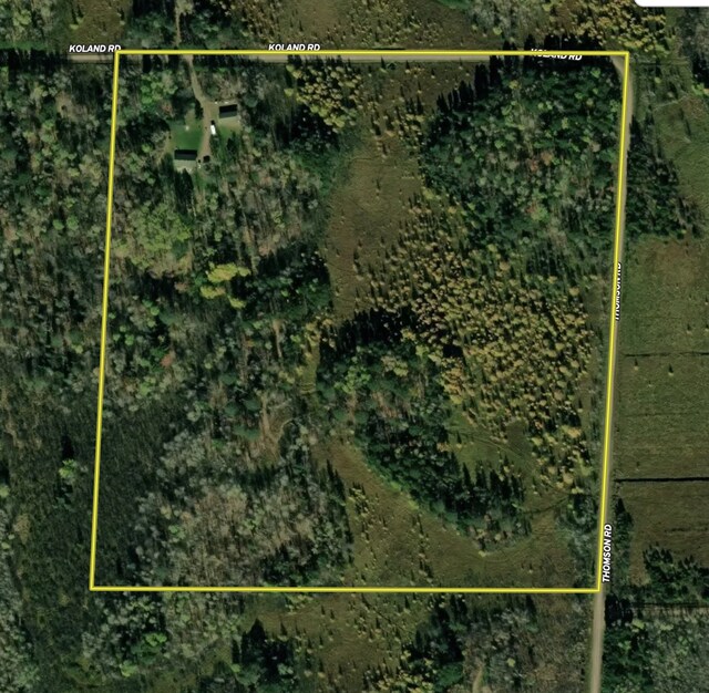 41574 Koland Rd, Sandstone Twp, MN 55072 - map / location featuring property parcel outlined