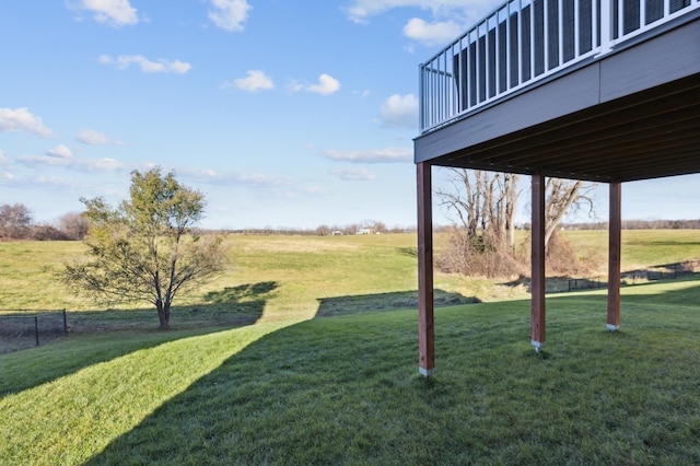 view of yard with a rural view