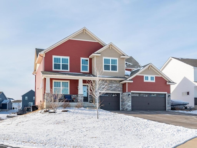 craftsman-style house with a garage