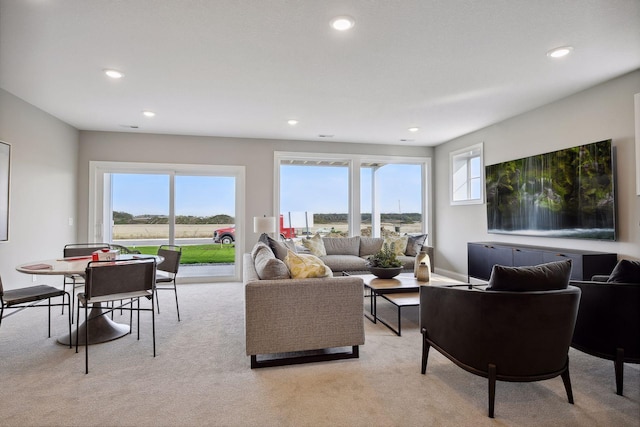 carpeted living room with a healthy amount of sunlight