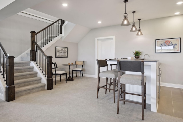 view of carpeted dining space