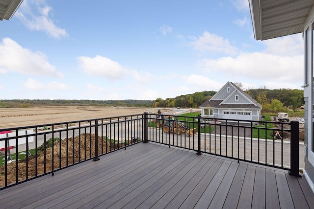 deck featuring a rural view