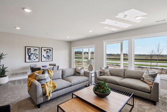 9155 Mills Dr, Chanhassen, MN 55317 - living room with carpet flooring, visible vents, and recessed lighting