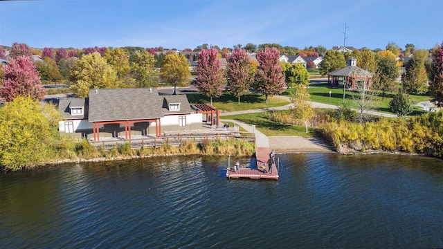 exterior space featuring a water view