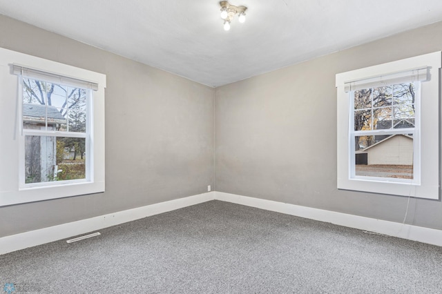 spare room with a healthy amount of sunlight and carpet floors