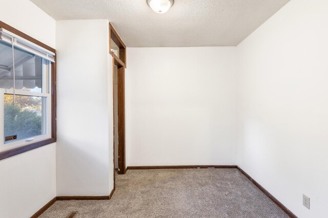 carpeted spare room featuring a textured ceiling