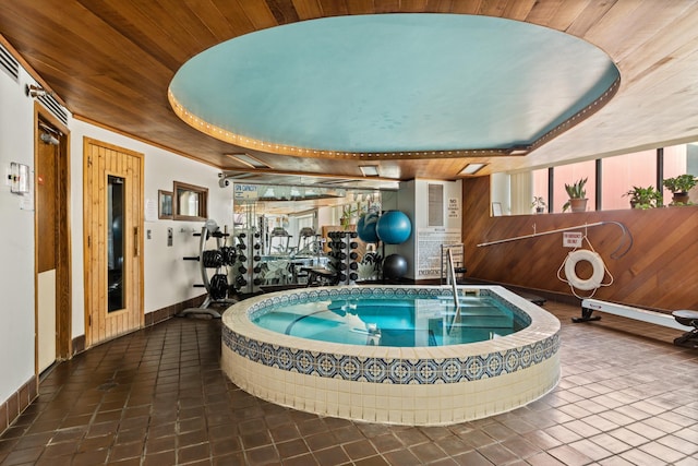 interior space featuring a hot tub