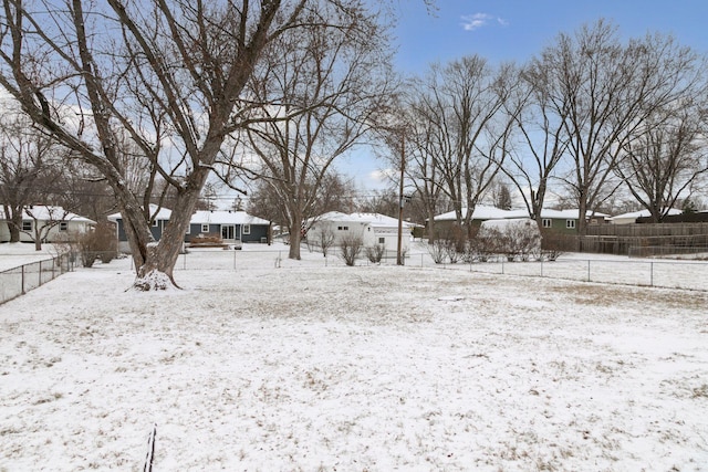 view of yard covered in snow