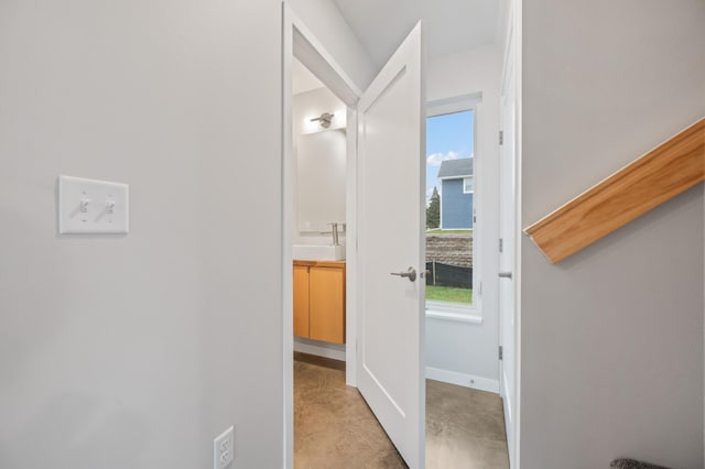 hallway with sink