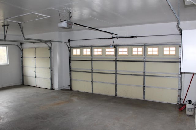 garage with a garage door opener