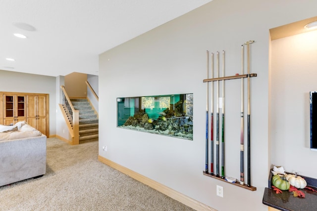 living room featuring carpet flooring