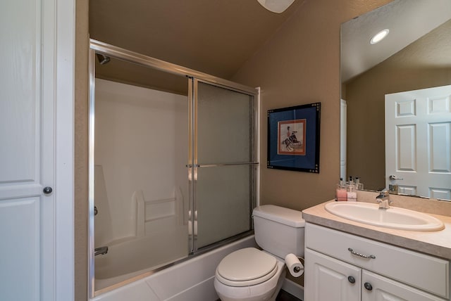5441 Raven Point Rd, Spring Lake Twp, MN 55372 - full bathroom with vanity, toilet, and bath / shower combo with glass door