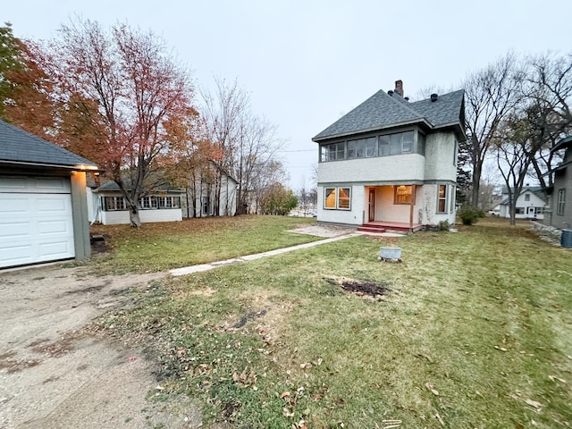 exterior space with a garage