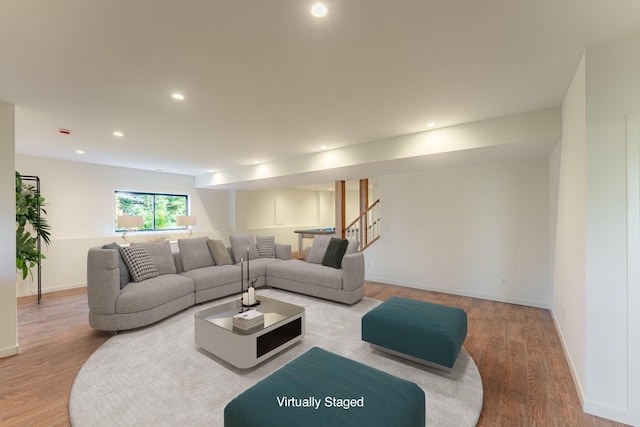 living room featuring light hardwood / wood-style flooring