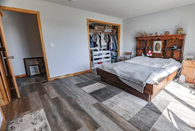 bedroom featuring a closet and dark hardwood / wood-style floors