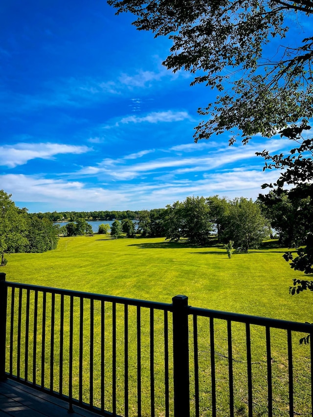 view of yard with a water view