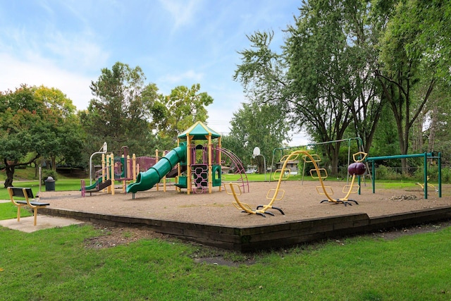 view of play area featuring a yard