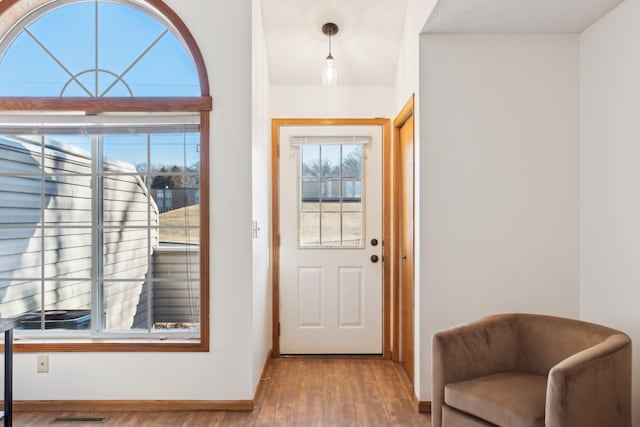 entryway with light wood-type flooring