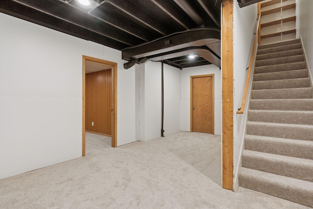 basement featuring carpet floors