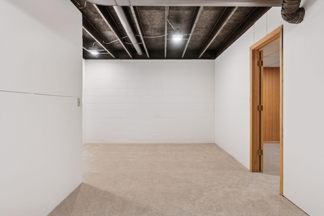 basement with light carpet