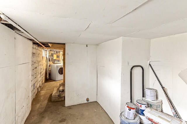view of unfinished basement