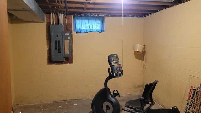 exercise room with electric panel