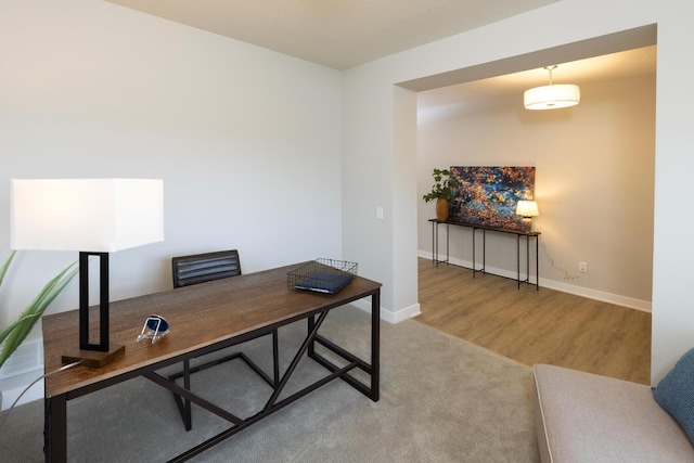 office area featuring wood-type flooring