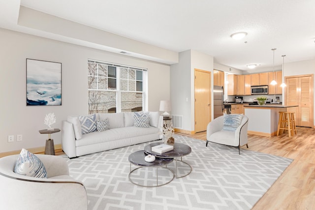 living room featuring light hardwood / wood-style flooring