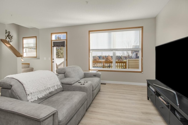 living room featuring light hardwood / wood-style flooring