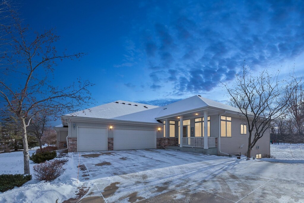 3355 Glynwater Trl NW, Prior Lake, MN 55372 - view of front of home with a garage and covered porch