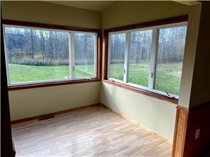 view of unfurnished sunroom