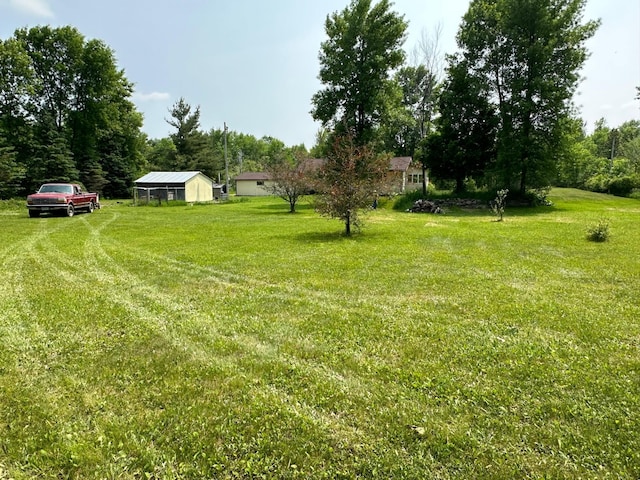 view of yard featuring an outbuilding