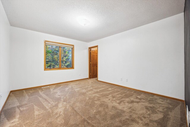 empty room featuring carpet and a textured ceiling