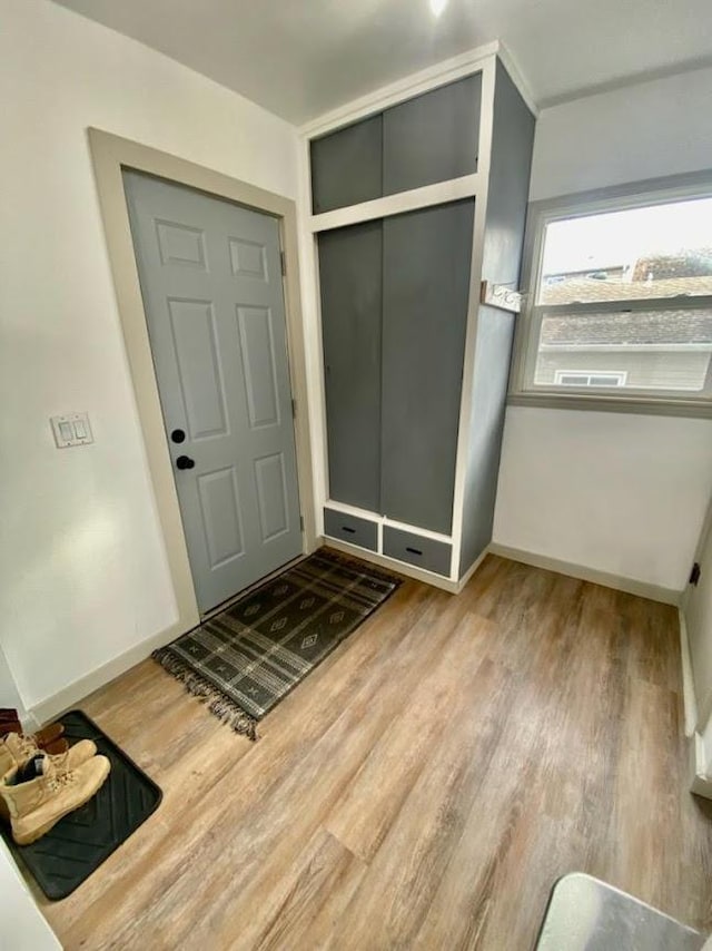 foyer with light wood-type flooring