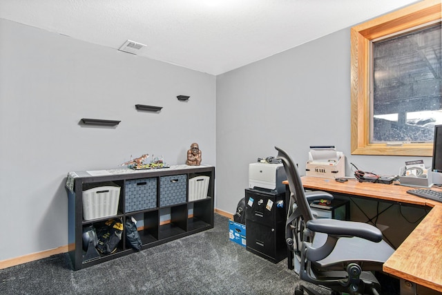 view of carpeted office space