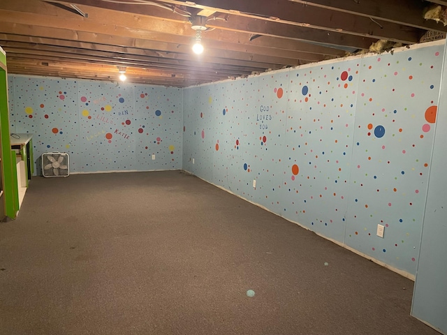 12303 71st Ave SW, Motley, MN 56466 - unfinished basement featuring carpet flooring and wallpapered walls