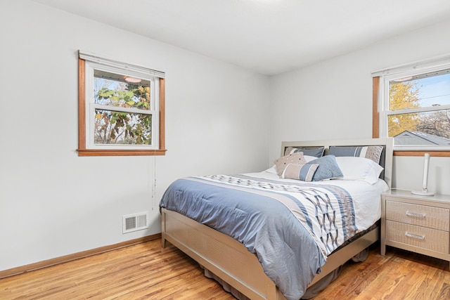 bedroom with light hardwood / wood-style floors