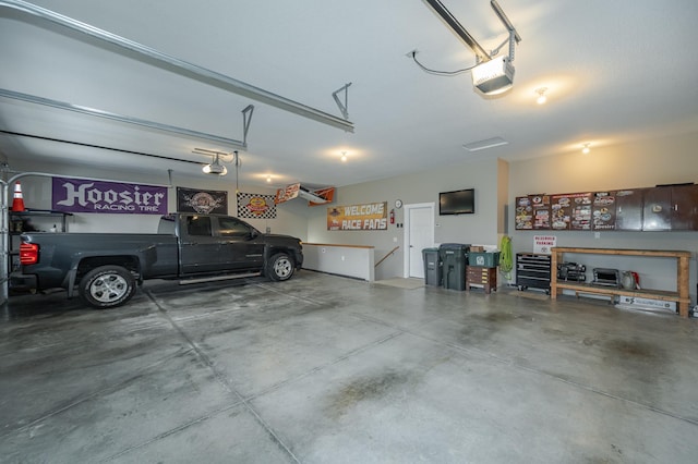 garage with a garage door opener