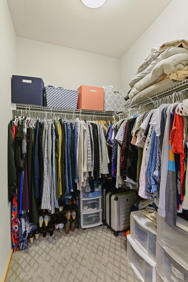 spacious closet with carpet flooring