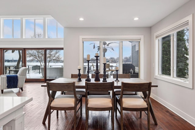 dining area featuring dark hardwood / wood-style floors