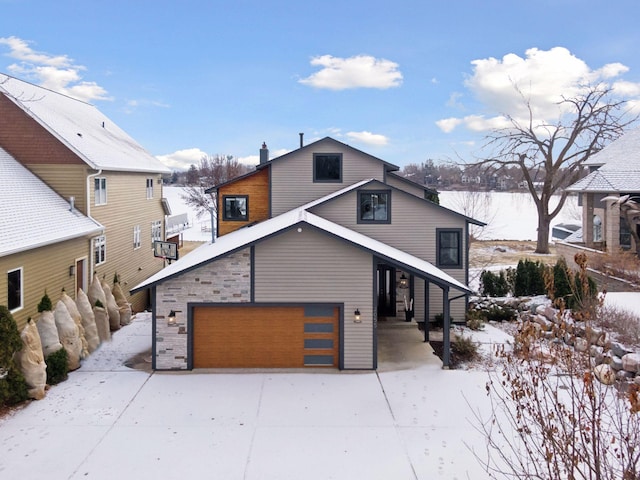 view of front of property with a garage