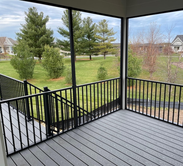 view of unfurnished sunroom