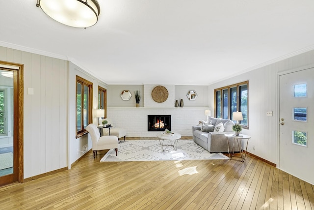 living room featuring light wood-type flooring and a wealth of natural light